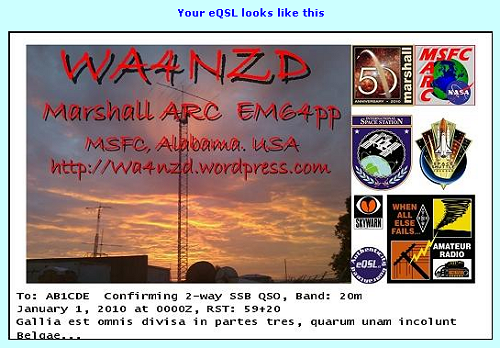 the WA4NZD eQSL card